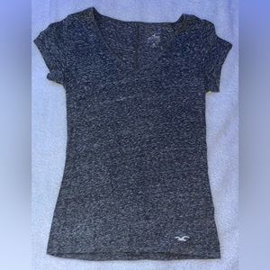 Dark grey Hollister v-neck t-shirt.